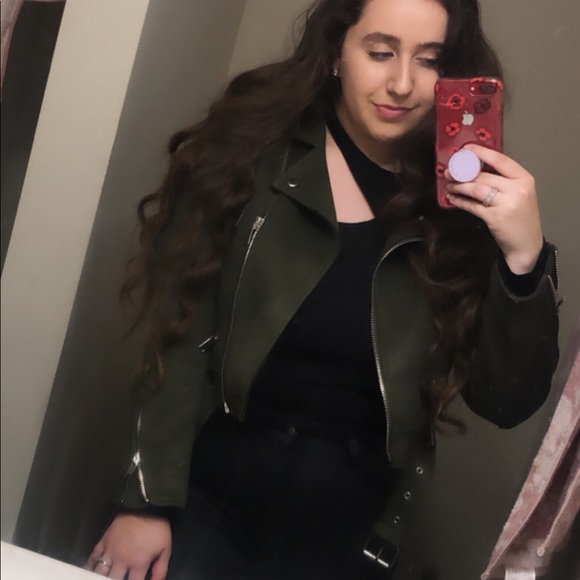 zara olive green suede jacket - Picture 3 of 3